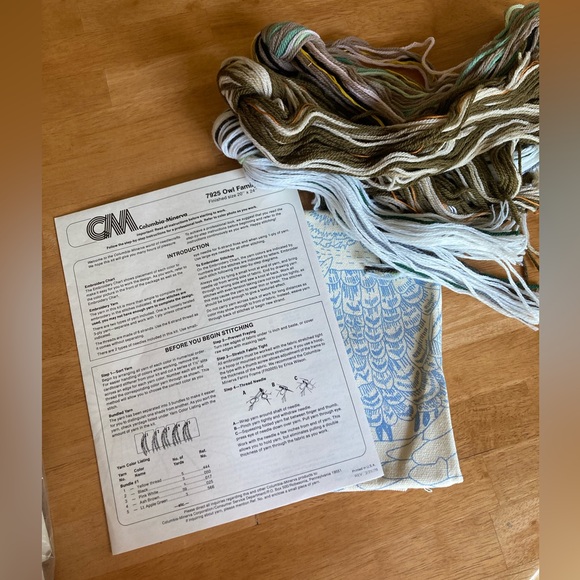 Vintage 1978 crewel kit complete never used with Owl family - Picture 5 of 8